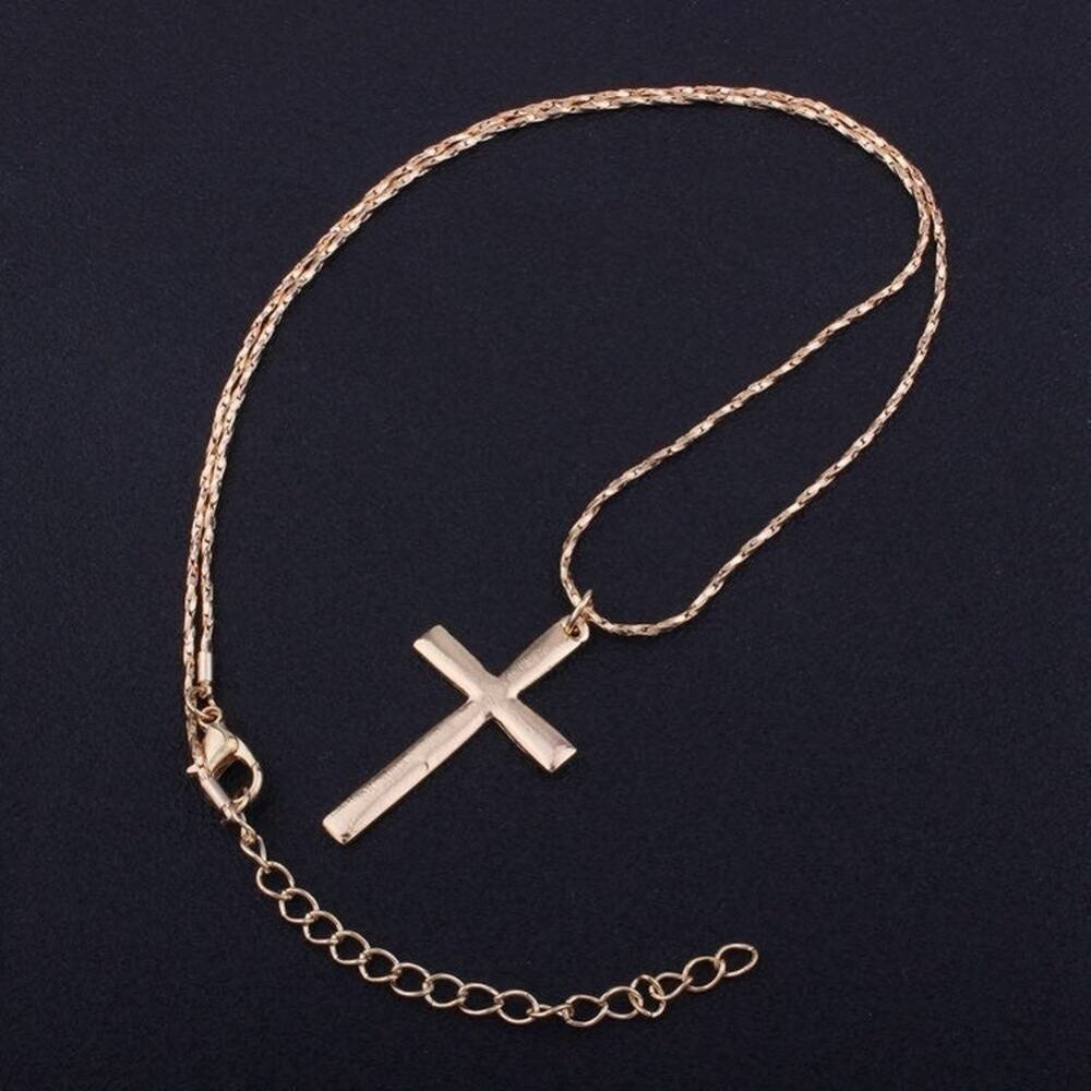 Miraculous Medal Religious Cross Gold Alloy Necklace Set - 2 Piece - Picture 6 of 8